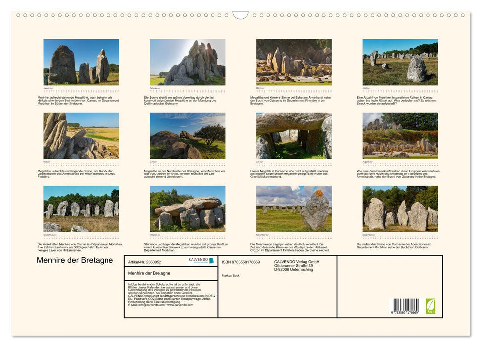 Menhire der Bretagne (CALVENDO Wandkalender 2027)
