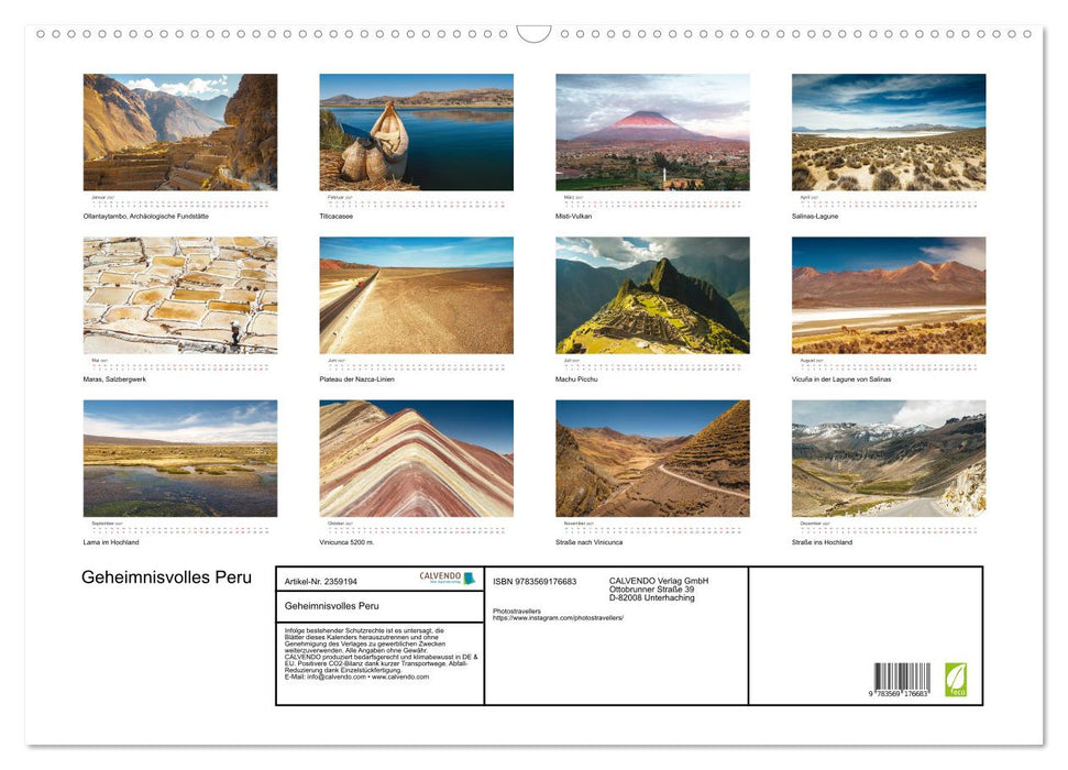 Geheimnisvolles Peru (CALVENDO Wandkalender 2027)