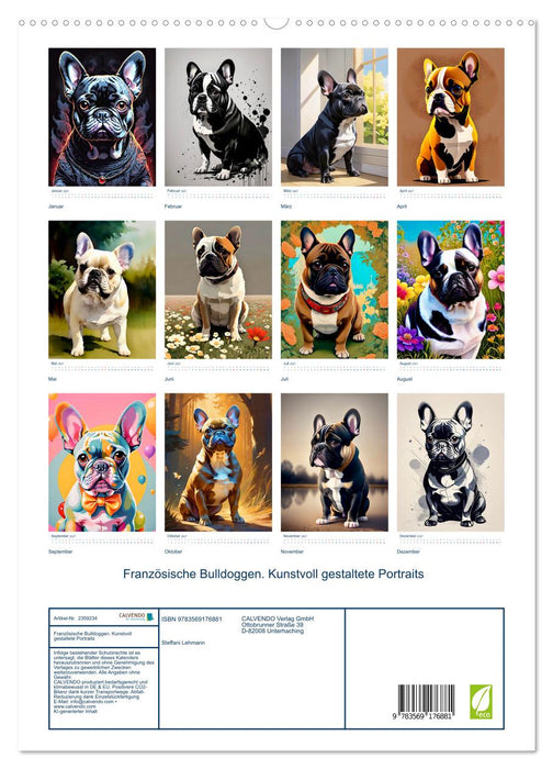 Französische Bulldoggen. Kunstvoll gestaltete Portraits (CALVENDO Premium Wandkalender 2027)