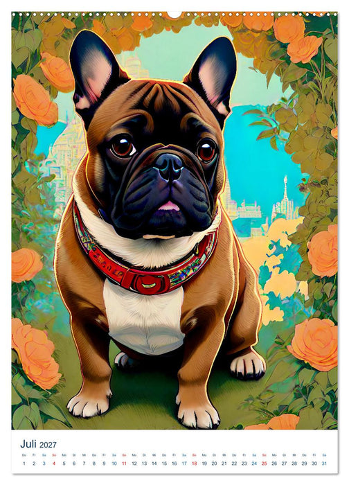 Französische Bulldoggen. Kunstvoll gestaltete Portraits (CALVENDO Premium Wandkalender 2027)