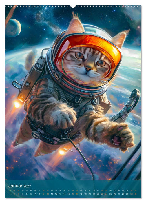 Katzen im All - Katzenastronauten im Kosmos (CALVENDO Wandkalender 2027)