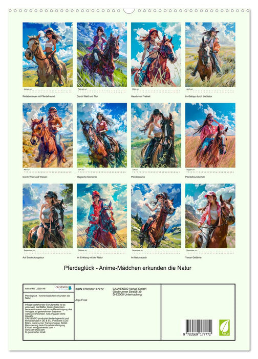 Pferdeglück - Anime-Mädchen erkunden die Natur (CALVENDO Premium Wandkalender 2027)