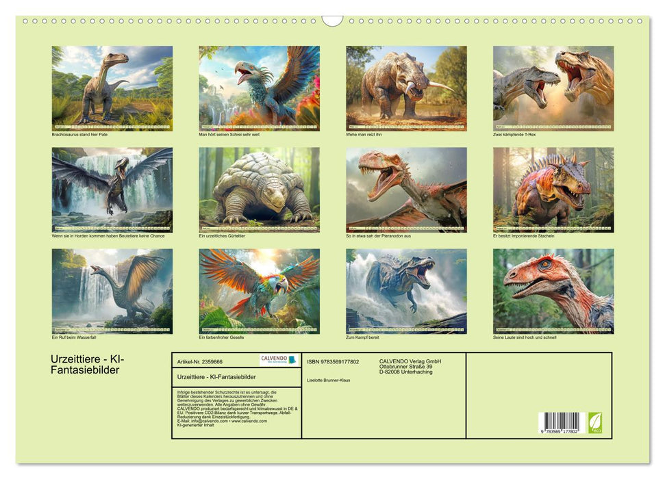 Urzeittiere - KI-Fantasiebilder (CALVENDO Wandkalender 2027)