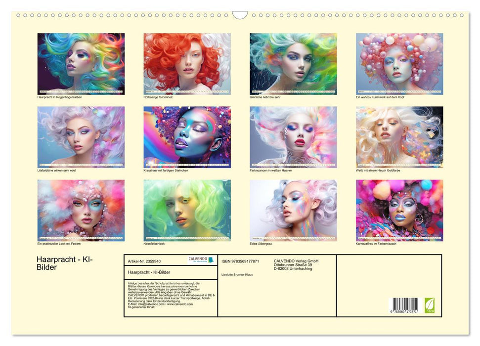 Haarpracht - KI-Bilder (CALVENDO Wandkalender 2027)