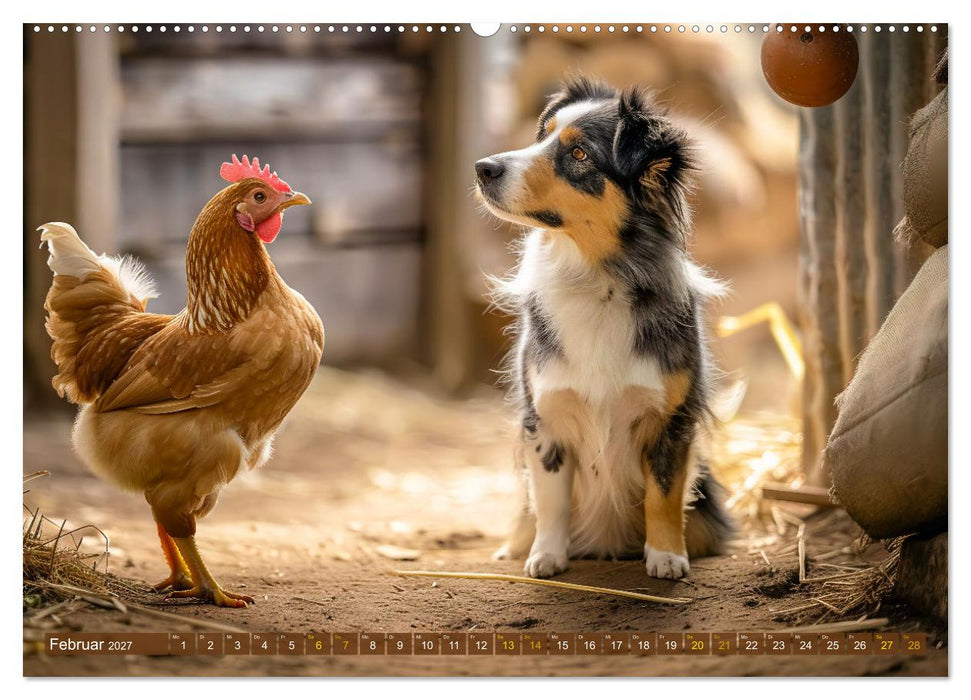 Bauernhof-Freunde - Hunde und ihre tierischen Freundschaften (CALVENDO Wandkalender 2027)
