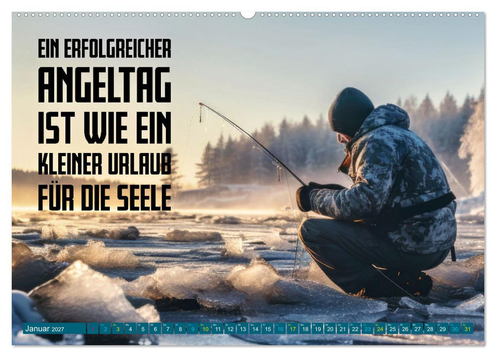 Angeln - Impressionen mit coolen Sprüchen (CALVENDO Premium Wandkalender 2027)