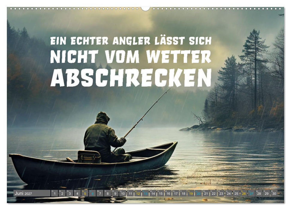 Angeln - Impressionen mit coolen Sprüchen (CALVENDO Premium Wandkalender 2027)