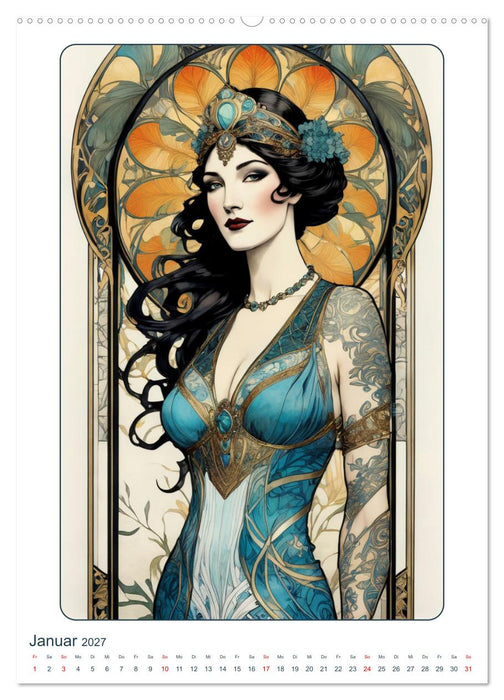 Frauen in Bildern im Art Nouveau-Stil (CALVENDO Wandkalender 2027)
