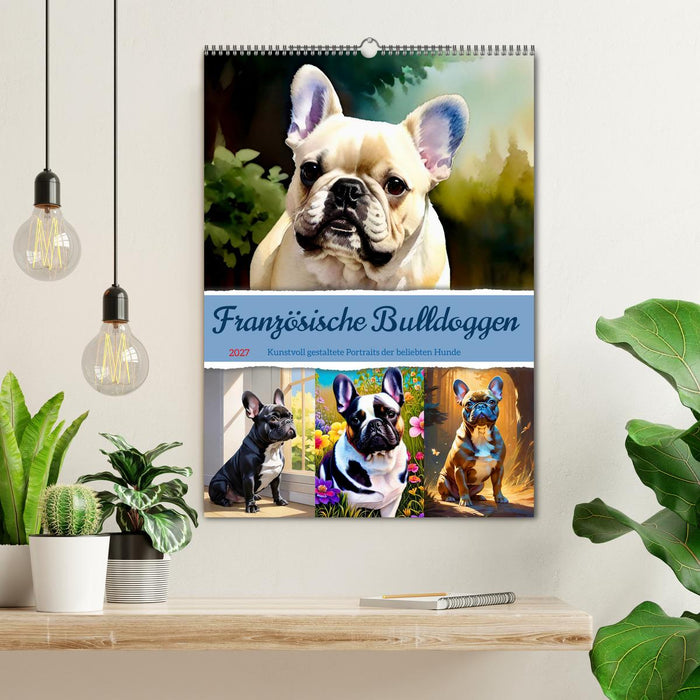 Französische Bulldoggen. Kunstvoll gestaltete Portraits (CALVENDO Wandkalender 2027)
