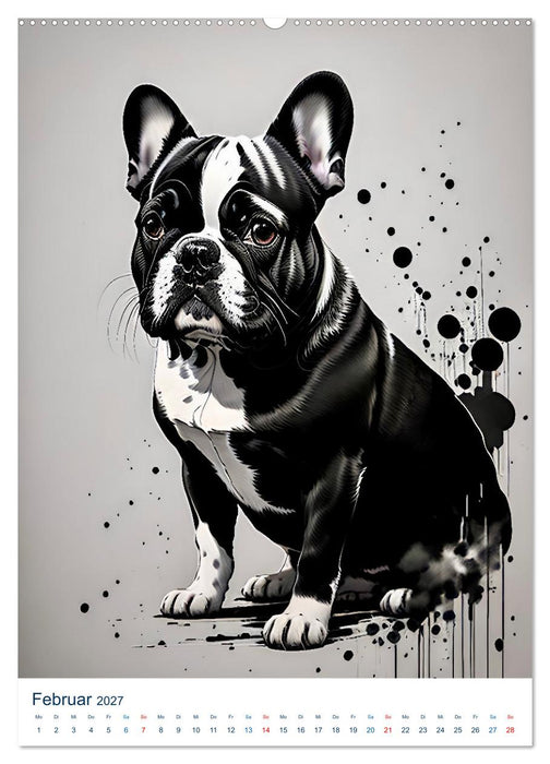 Französische Bulldoggen. Kunstvoll gestaltete Portraits (CALVENDO Wandkalender 2027)