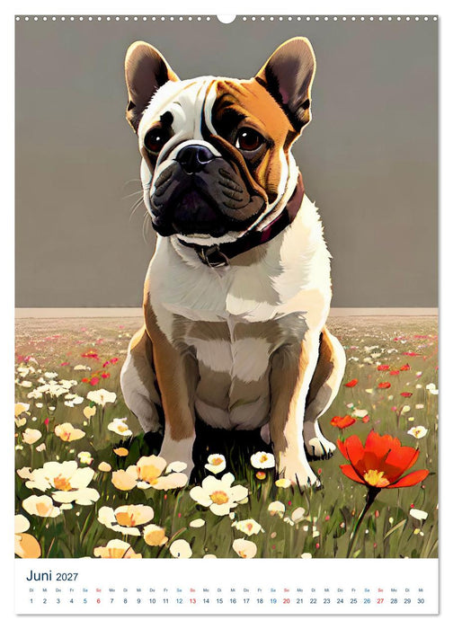 Französische Bulldoggen. Kunstvoll gestaltete Portraits (CALVENDO Wandkalender 2027)