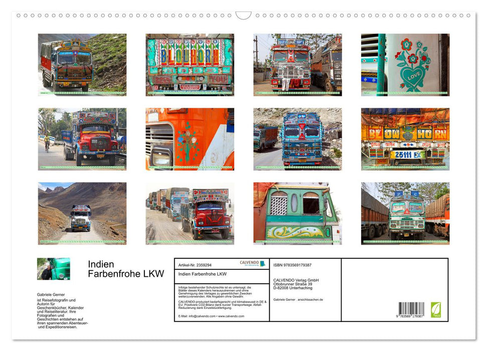 Indien Farbenfrohe LKW (CALVENDO Wandkalender 2027)