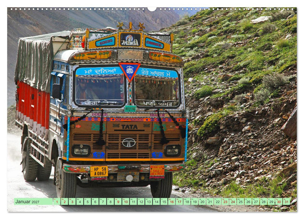 Indien Farbenfrohe LKW (CALVENDO Wandkalender 2027)