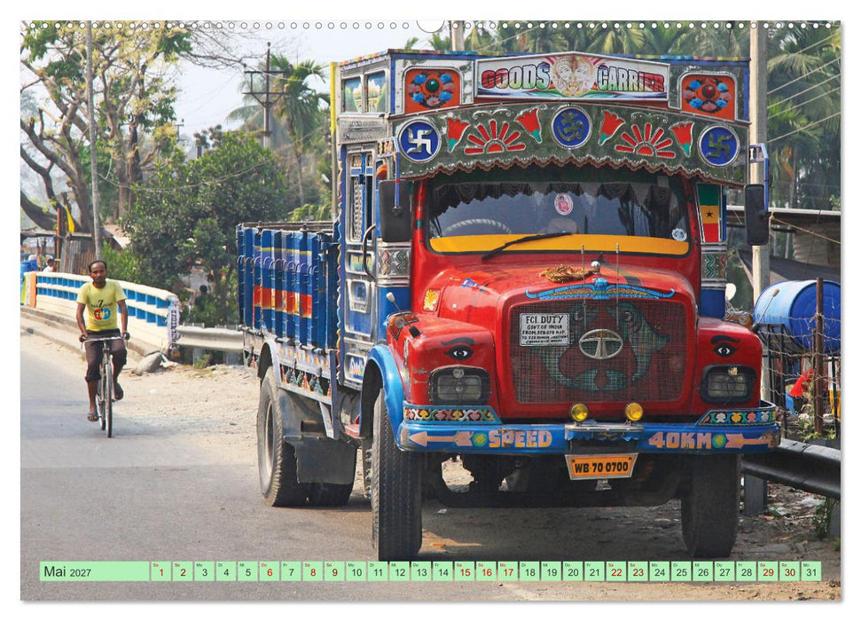 Indien Farbenfrohe LKW (CALVENDO Wandkalender 2027)