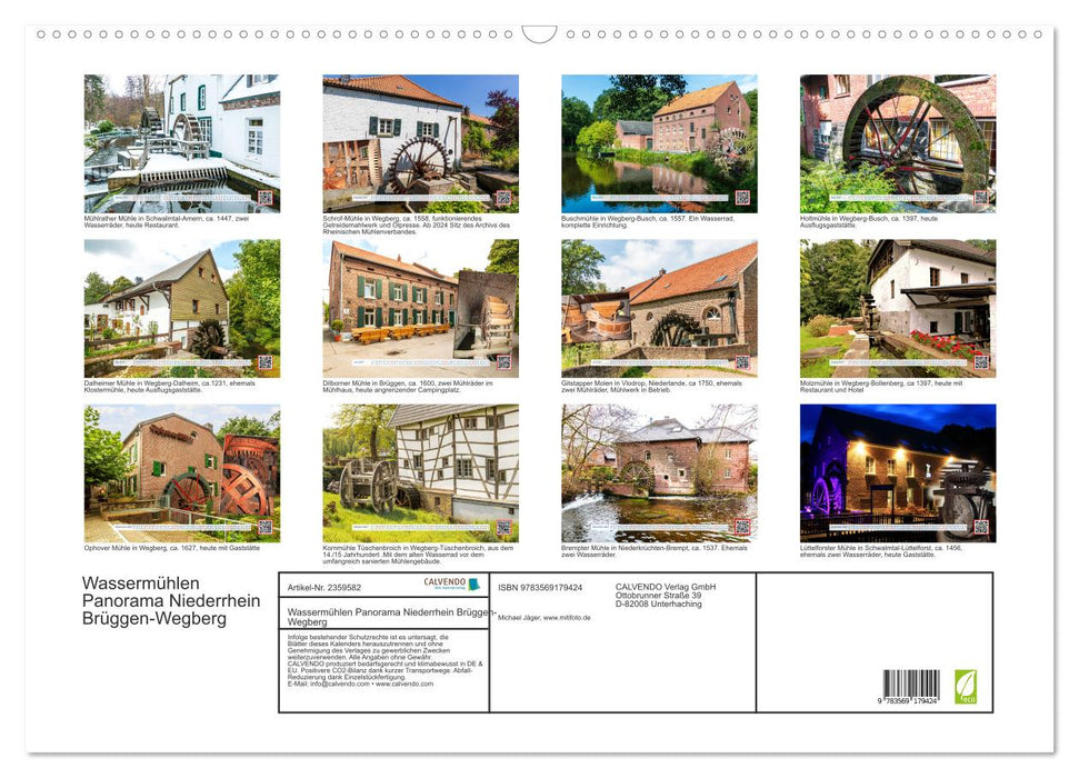Wassermühlen Panorama Niederrhein Brüggen-Wegberg (CALVENDO Wandkalender 2027)