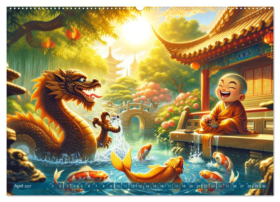 Mönch und Drache: Vier Jahreszeiten im Tempelgarten (CALVENDO Wandkalender 2027)