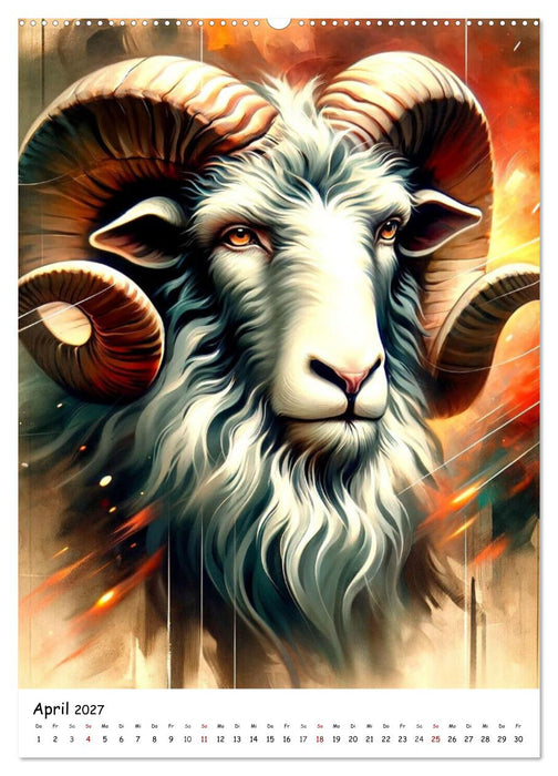 Sternzeichen - Ein Jahr unter den Sternen mit von KI gemalten Tierkreiszeichen (CALVENDO Premium Wandkalender 2027)