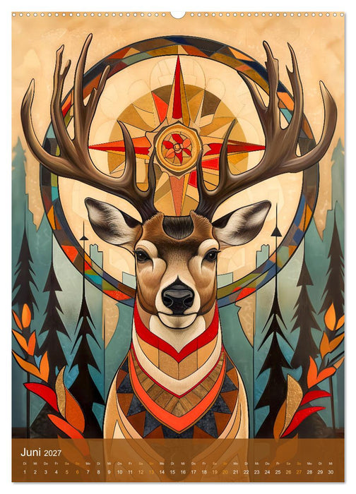 Totem-Tiere - Mythische Illustrationen von Krafttieren (CALVENDO Wandkalender 2027)