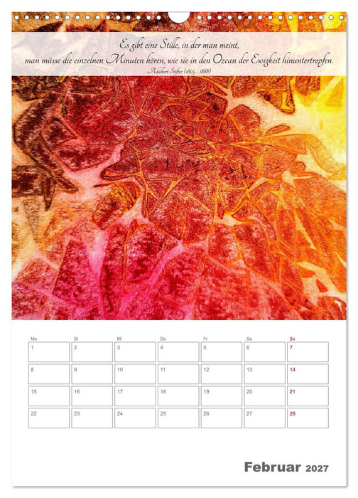 Farben der Achtsamkeit - Farbenreiche Aquarell-Träume mit Zitaten zur inneren Ruhe (CALVENDO Wandkalender 2027)