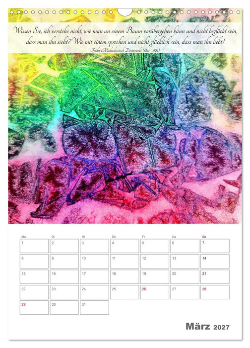 Farben der Achtsamkeit - Farbenreiche Aquarell-Träume mit Zitaten zur inneren Ruhe (CALVENDO Wandkalender 2027)