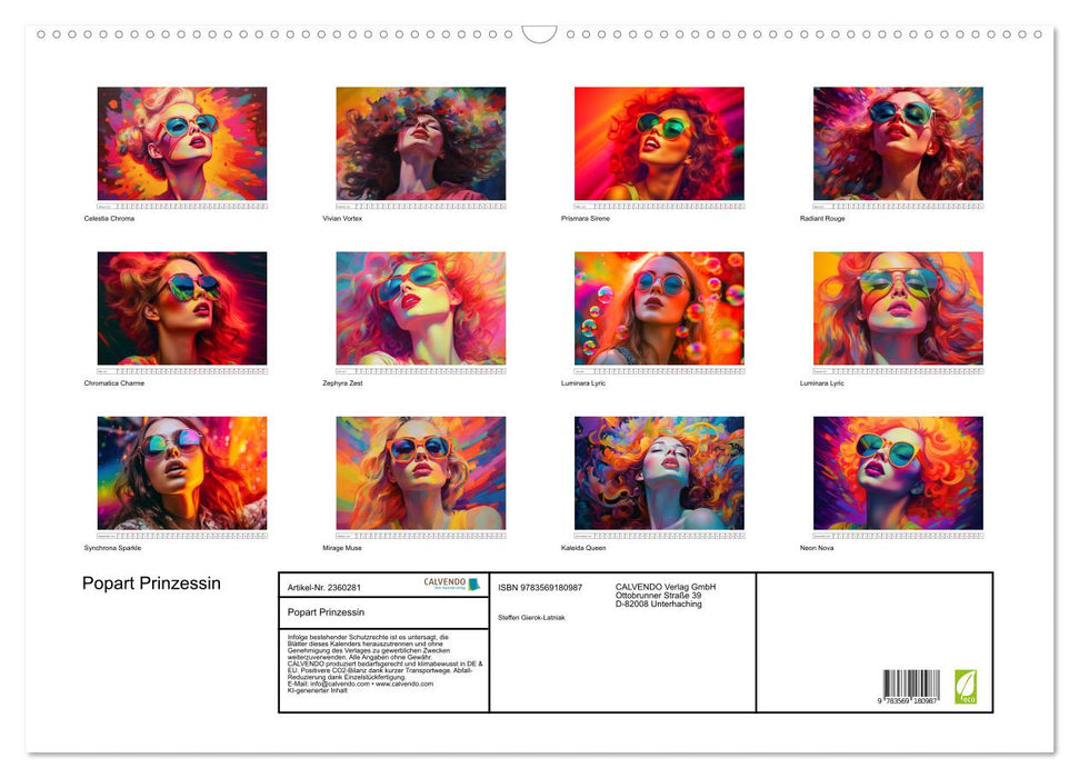 Popart Prinzessin (CALVENDO Wandkalender 2027)