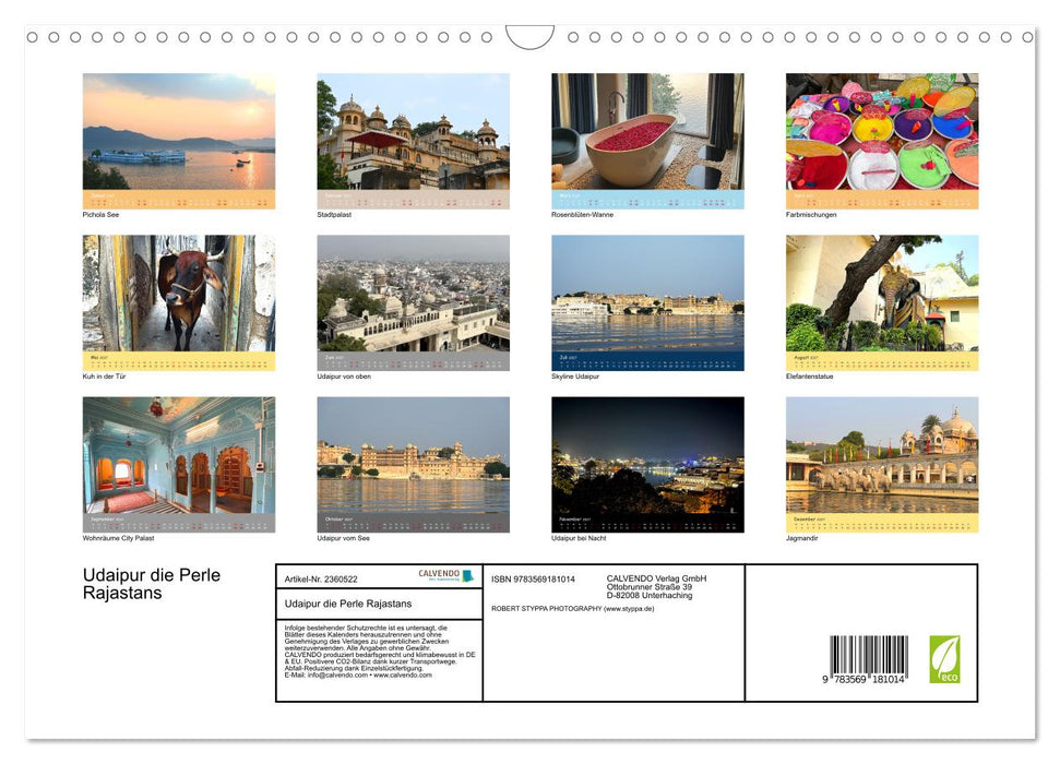 Udaipur die Perle Rajastans (CALVENDO Wandkalender 2027)