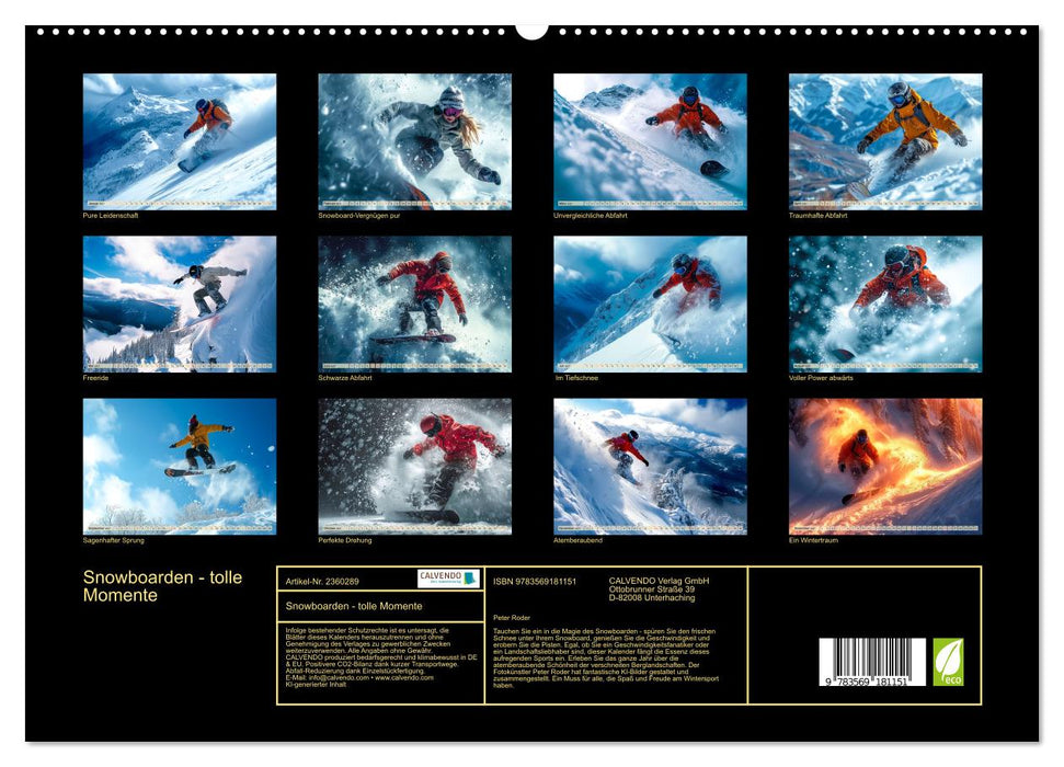 Snowboarden - tolle Momente (CALVENDO Premium Wandkalender 2027)