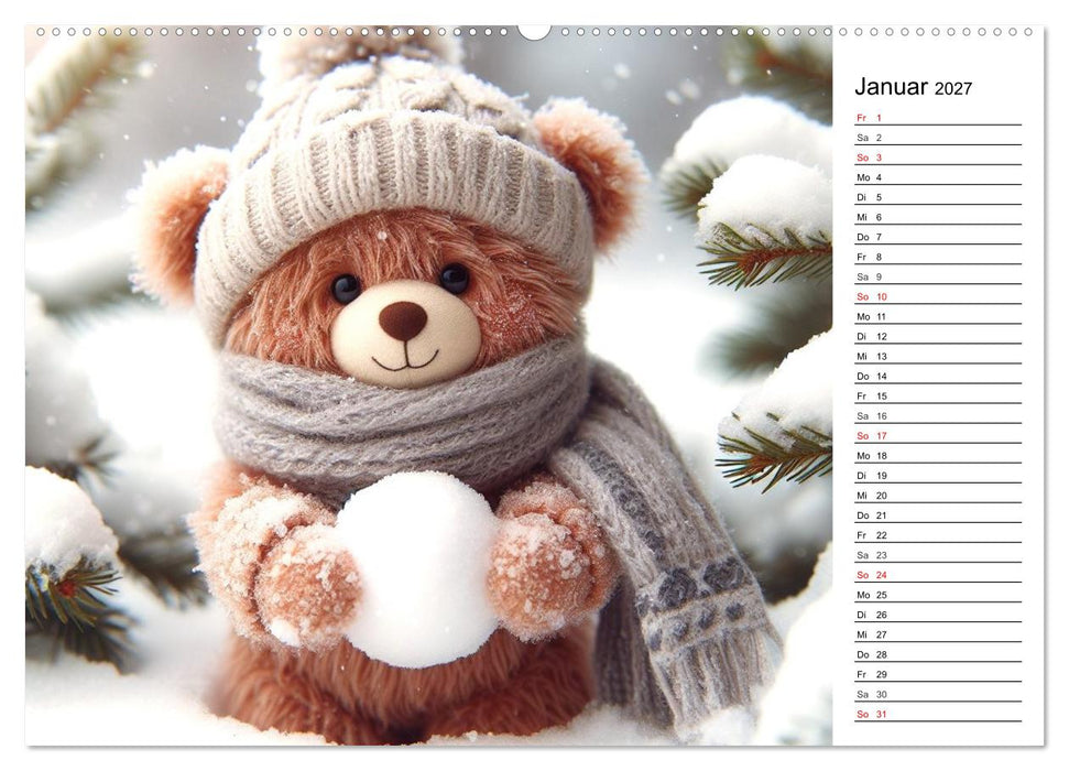 Teddys - Die Jahresreise der KI-Teddybären (CALVENDO Premium Wandkalender 2027)