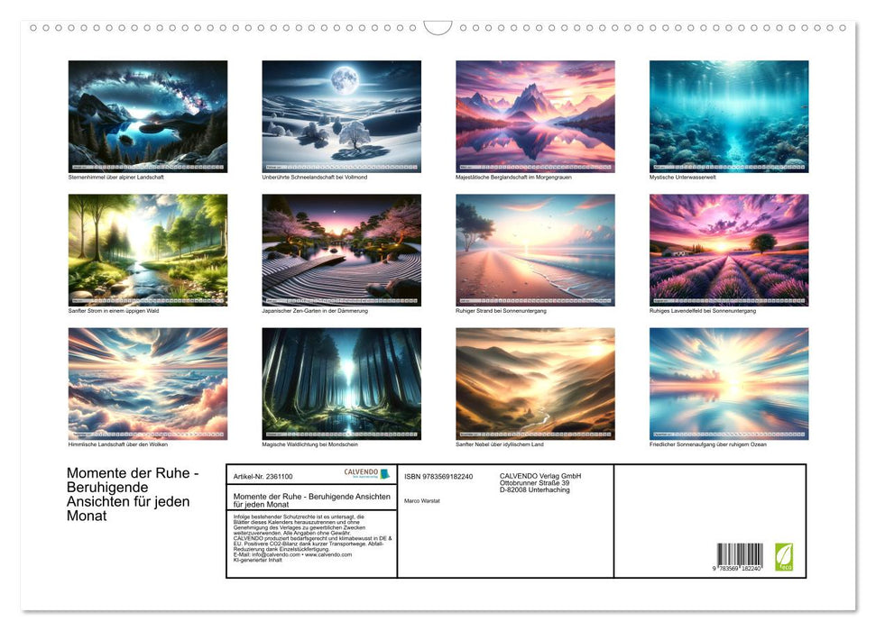 Momente der Ruhe - Beruhigende Ansichten für jeden Monat (CALVENDO Wandkalender 2027)