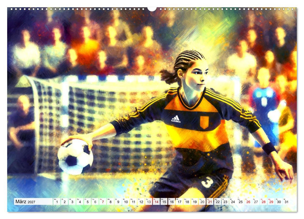 Handball Impressionismus, Künstlerische Handballaktionen im KI-Pinselstrich (CALVENDO Wandkalender 2027)