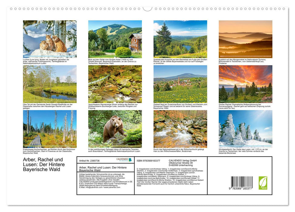 Arber, Rachel und Lusen: Der Hintere Bayerische Wald (CALVENDO Premium Wandkalender 2027)