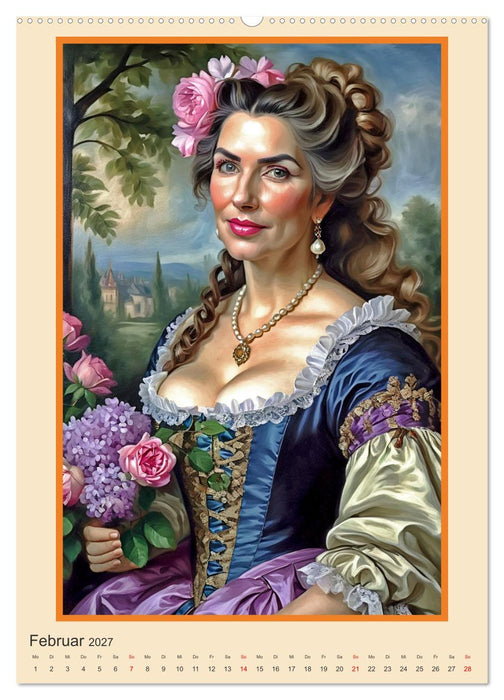 Porträtgalerie, Frauen in Barockkostümen (CALVENDO Wandkalender 2027)