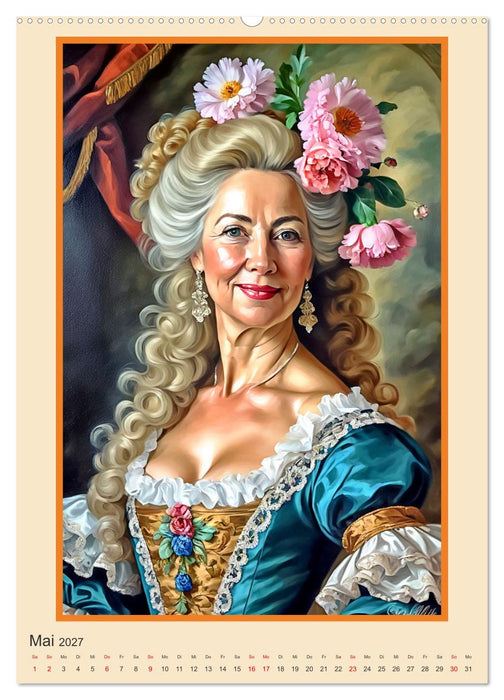 Porträtgalerie, Frauen in Barockkostümen (CALVENDO Wandkalender 2027)