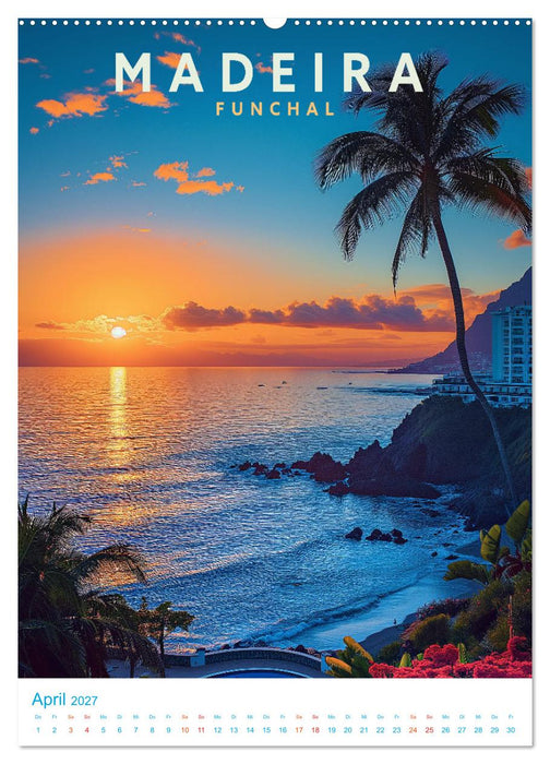 Madeira - Old School Poster Style (CALVENDO Premium Wandkalender 2027)