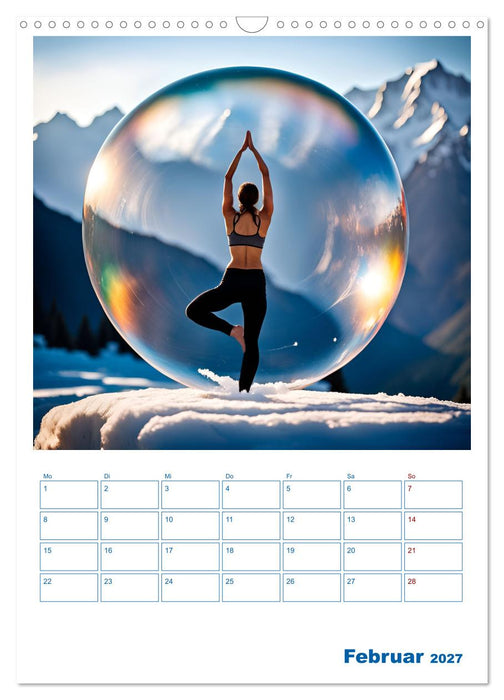 Yoga-Globetrotter: KI-Reisen in Seifenblasen. Ein Jahr der Harmonie an den schönsten Orten der Welt (CALVENDO Wandkalender 2027)