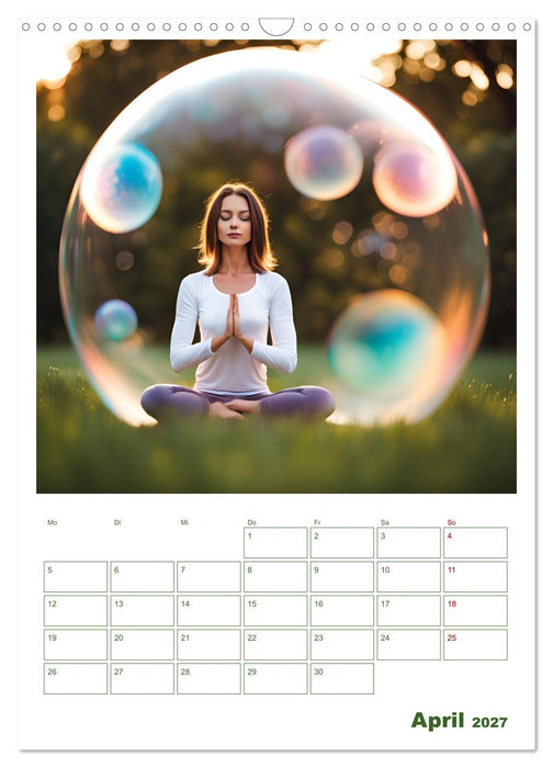 Yoga-Globetrotter: KI-Reisen in Seifenblasen. Ein Jahr der Harmonie an den schönsten Orten der Welt (CALVENDO Wandkalender 2027)