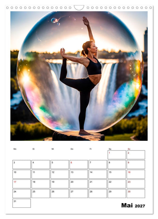 Yoga-Globetrotter: KI-Reisen in Seifenblasen. Ein Jahr der Harmonie an den schönsten Orten der Welt (CALVENDO Wandkalender 2027)