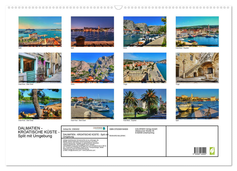 DALMATIEN - KROATISCHE KÜSTE - Split mit Umgebung (CALVENDO Wandkalender 2027)