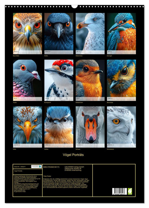 Vögel Porträts (CALVENDO Wandkalender 2027)