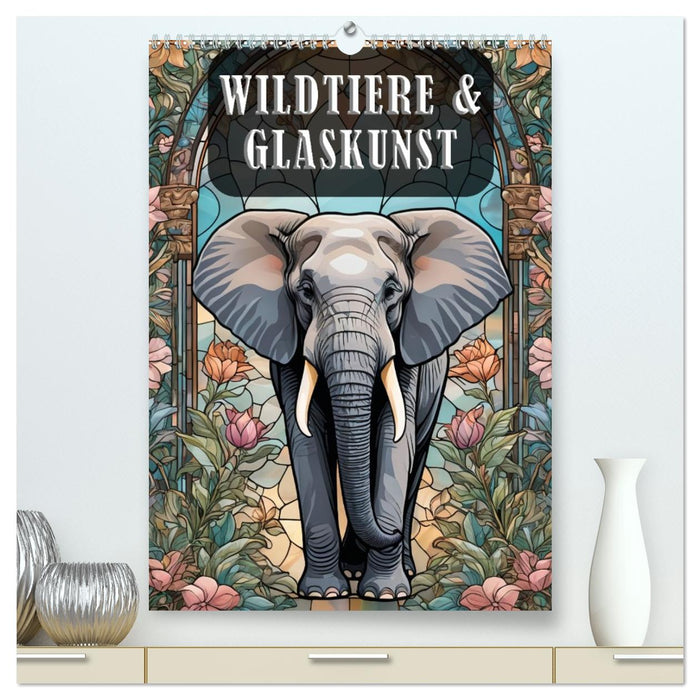 Wildtiere und Glaskunst im Tiffany Stil (CALVENDO Premium Wandkalender 2027)