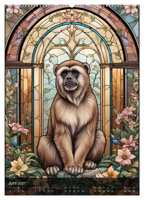 Wildtiere und Glaskunst im Tiffany Stil (CALVENDO Premium Wandkalender 2027)