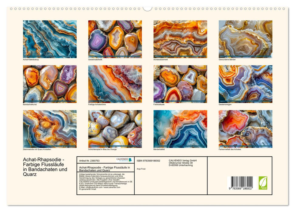 Achat-Rhapsodie - Farbige Flussläufe in Bandachaten und Quarz (CALVENDO Premium Wandkalender 2027)