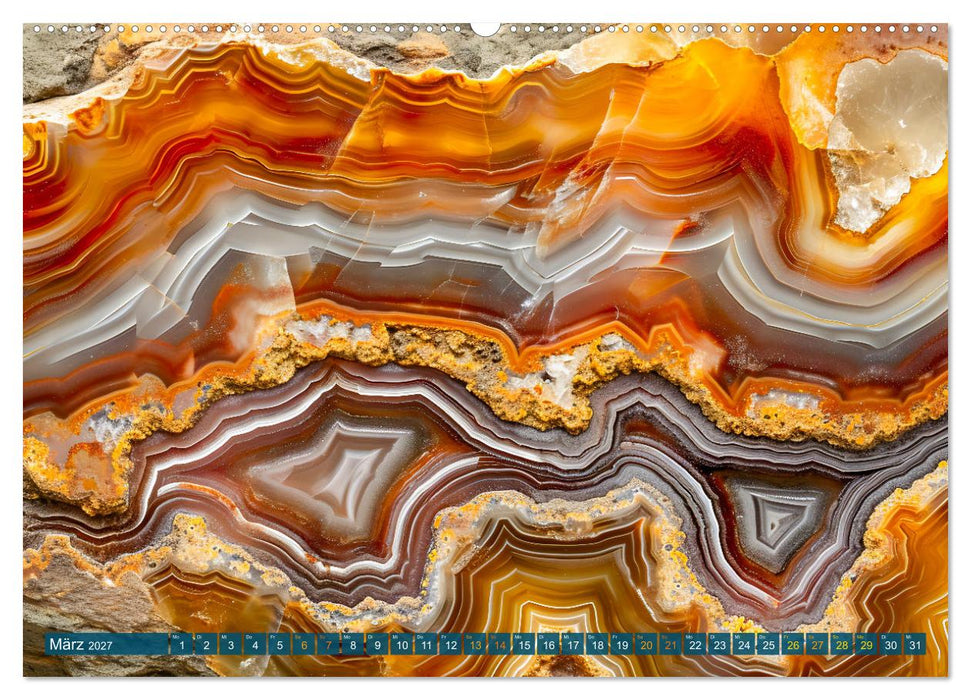 Achat-Rhapsodie - Farbige Flussläufe in Bandachaten und Quarz (CALVENDO Premium Wandkalender 2027)