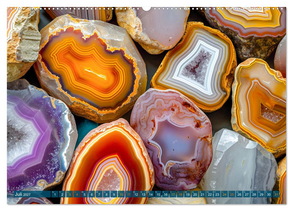Achat-Rhapsodie - Farbige Flussläufe in Bandachaten und Quarz (CALVENDO Premium Wandkalender 2027)