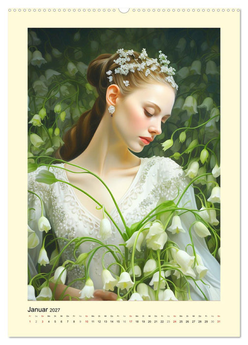 Blütenzauber. Floraler Reigen. Bezaubernde Frauen in Blumenpracht (CALVENDO Premium Wandkalender 2027)