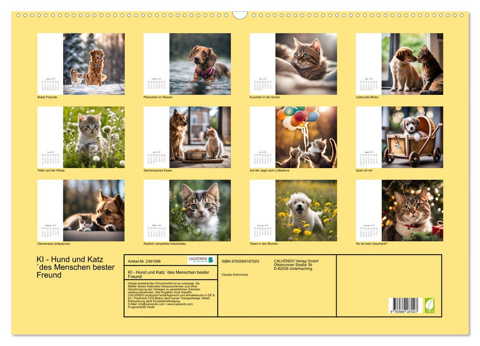 KI - Hund und Katz `des Menschen bester Freund (CALVENDO Wandkalender 2027)