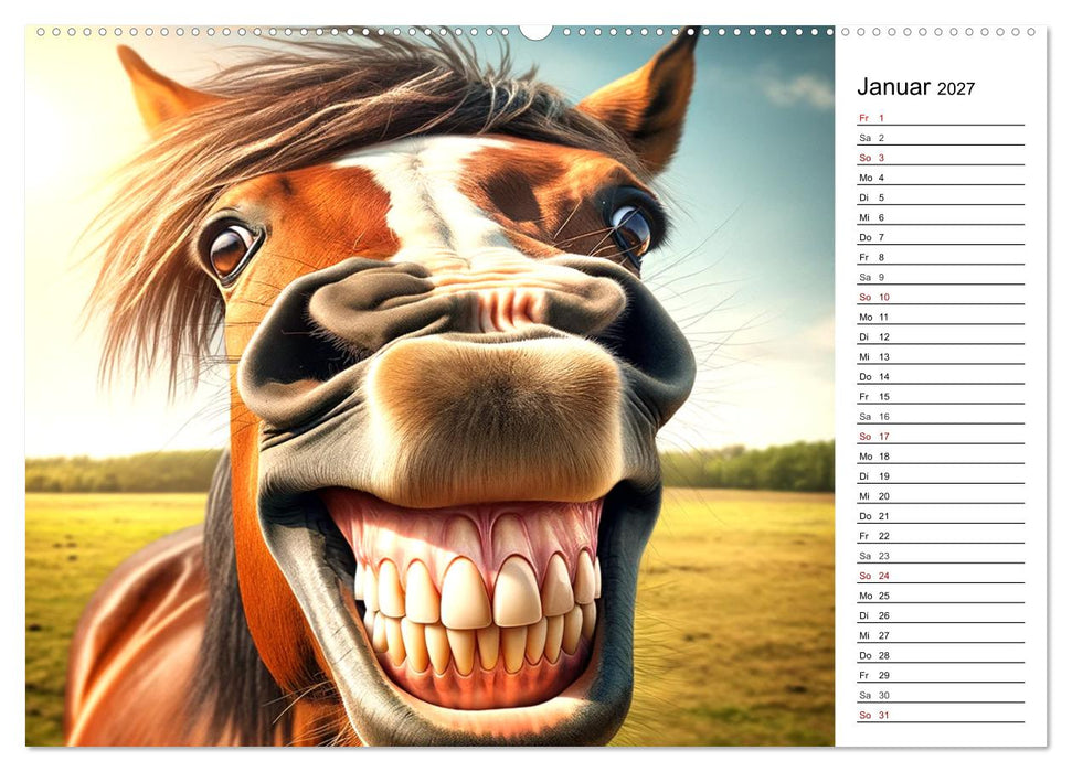 Grinsende Tiere - Tierporträts von der KI zum Lächeln gebracht (CALVENDO Wandkalender 2027)