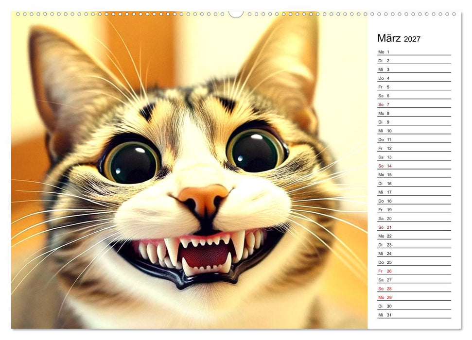 Grinsende Tiere - Tierporträts von der KI zum Lächeln gebracht (CALVENDO Wandkalender 2027)