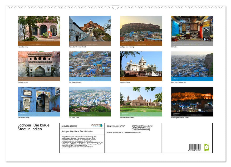 Jodhpur: Die blaue Stadt in Indien (CALVENDO Wandkalender 2027)