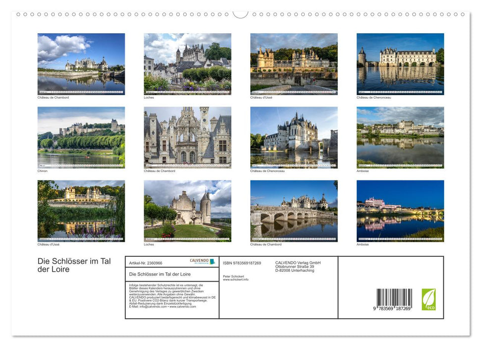 Die Schlösser im Tal der Loire (CALVENDO Premium Wandkalender 2027)